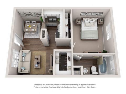 A1 Floor Plan at Bellaire Oaks Apartments, Texas, 77096